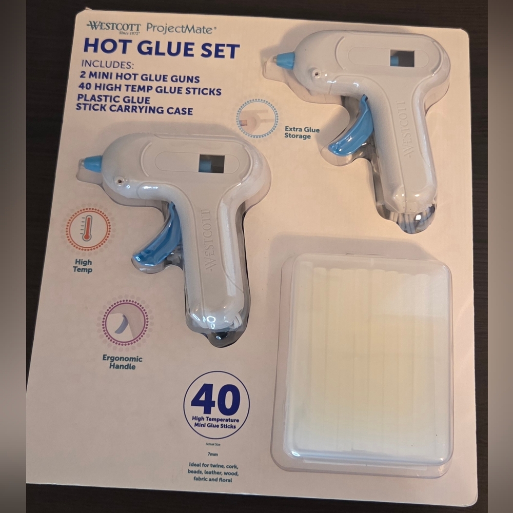 Westcott ProjectMate Hot Glue Gun Set (2 Mini Guns + 40 Glue Sticks) NIB